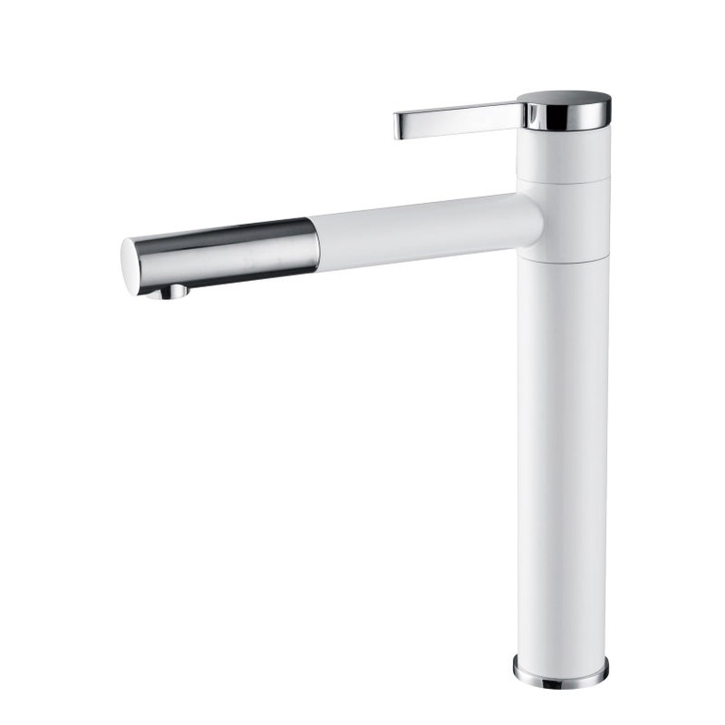 CIENCIA Tall Vessel Sink Faucet Brass Bathroom Sink Faucet Single Handle Basin Faucet with 360Â°Rotating Spout, Bathroom Mixer Tap White, BW61120C - Image 1
